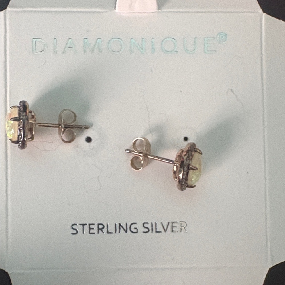 Diamonique opal stud earrings - Picture 4 of 4